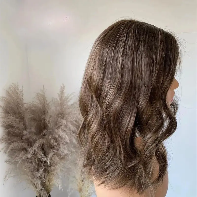 Коричневые корни 13x1 Ombre Блондинка Коричневая волна HD Парик фронта шнурка