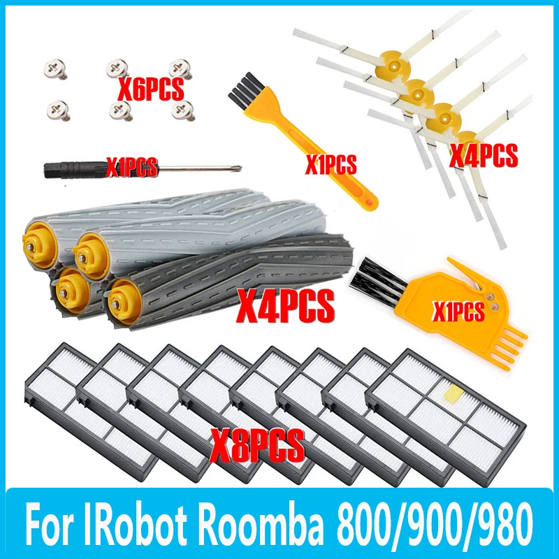 

HEPA-фильтры, щетки, комплект запасных частей для IRobot Roomba 980, 990, 900, 896, 886, 870, 865, 866, 800, аксессуары, основная и боковая щетки