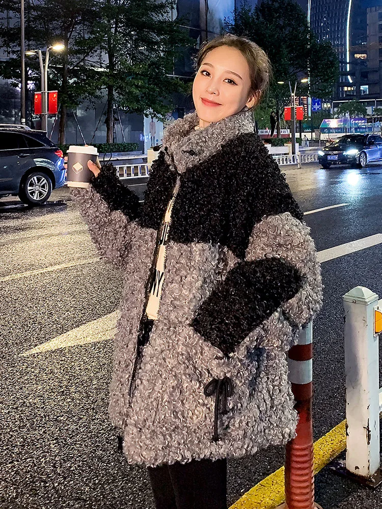 2022 Women Winter Fashion Jacket Korean Style Casual Warm Thick Faux Fur Long Sleeve Coats Coat Woman Coat Lamb Fur Coats F34