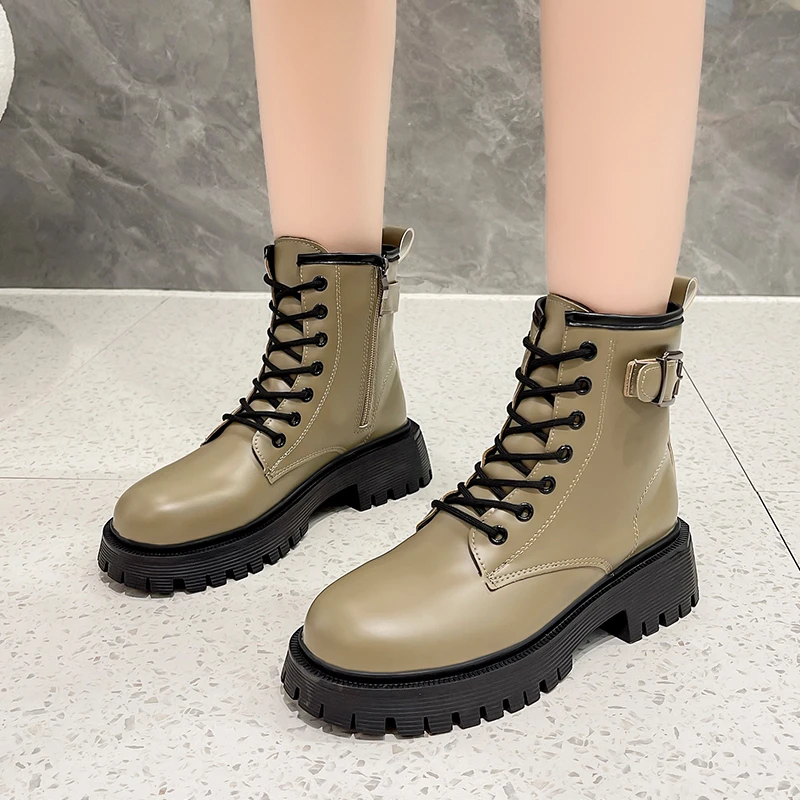 

Winter Boots Lady Round Toe Women's Low Shoes Luxury Designer Flat Heel Zipper 2022 Ankle Autumn Fashion Rock Med Rubber