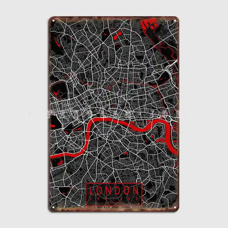

London City Map Oriental Poster Metal Plaque Designing Club Home Wall Plaque Wall Tin Sign Posters