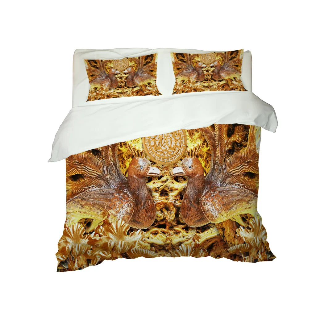 Комплект постельного белья HUANZHUANG пододеяльник золотая статуя птицы мягкий чехол