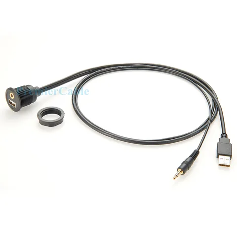 USB, 3,5 мм «папа» — USB — 3,5 мм «мама» Удлинительный кабель для крепления на панели для скрытого монтажа AUX Круглый кабель для крепления на панели 3,5 мм и USB 2.0 с разъемом