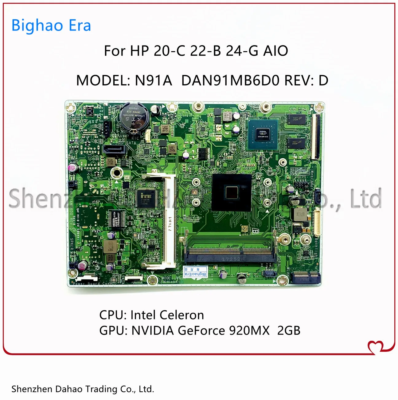 

For HP All-In-One 20-C 22-B 24-G AIO Motherboard DAN91AMB6D0 With Intel J3060 CPU 920MX 2GB-GPU 844831-001 844831-005 100% Test
