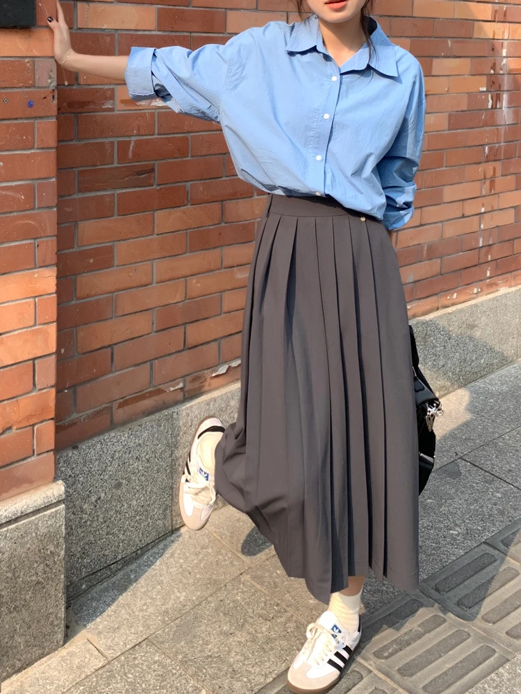 

Летняя женская винтажная длинная юбка SML в стиле преппи, 4 цвета, женская школьная плиссированная юбка с высокой талией для девочек, Женская (X2561), 2023