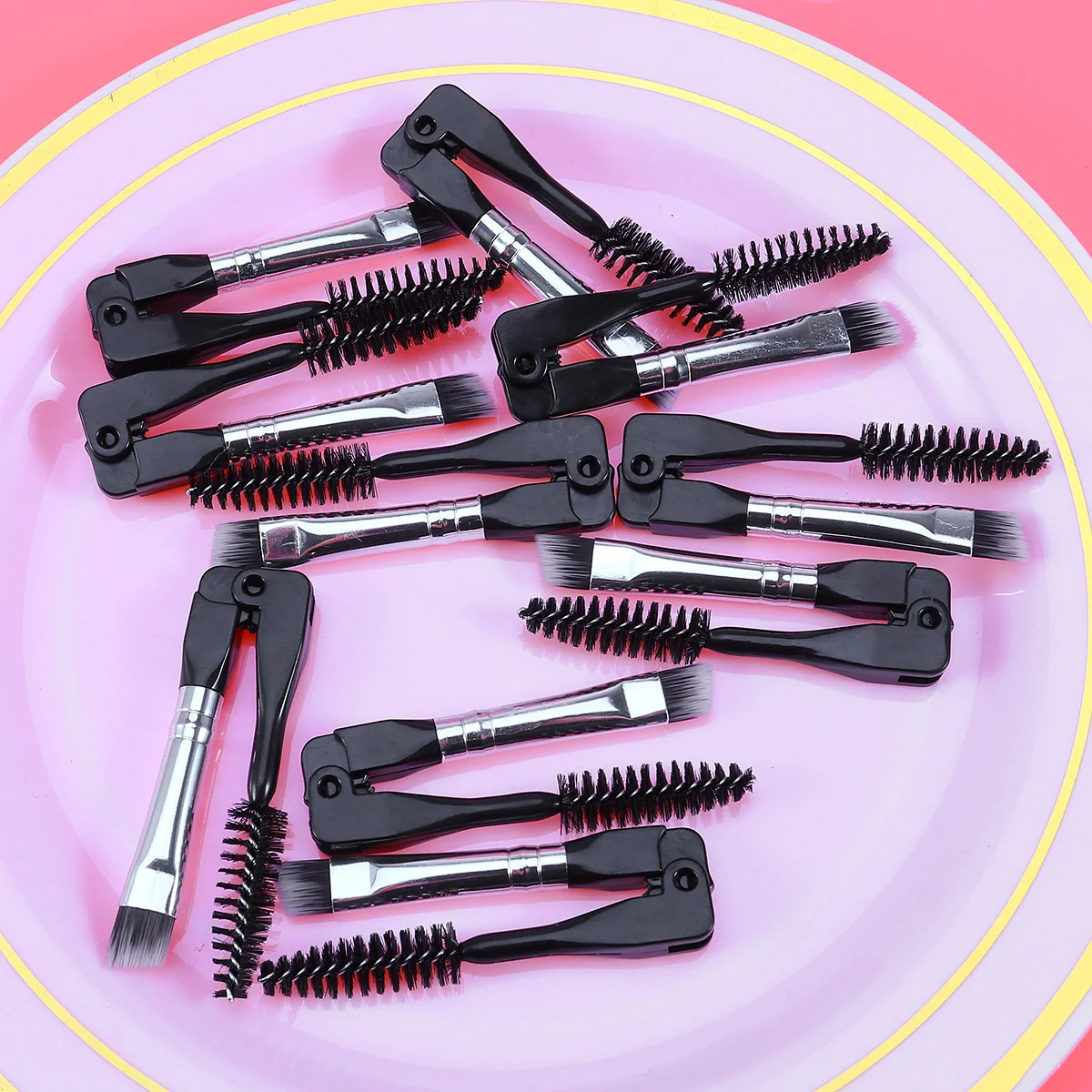 

10PCS Foldable Eyebrow Brush Professional Eyebrow Brush Spiral Eyelash Brush Mini Makeup Eyebrow Brush for Women (Black)