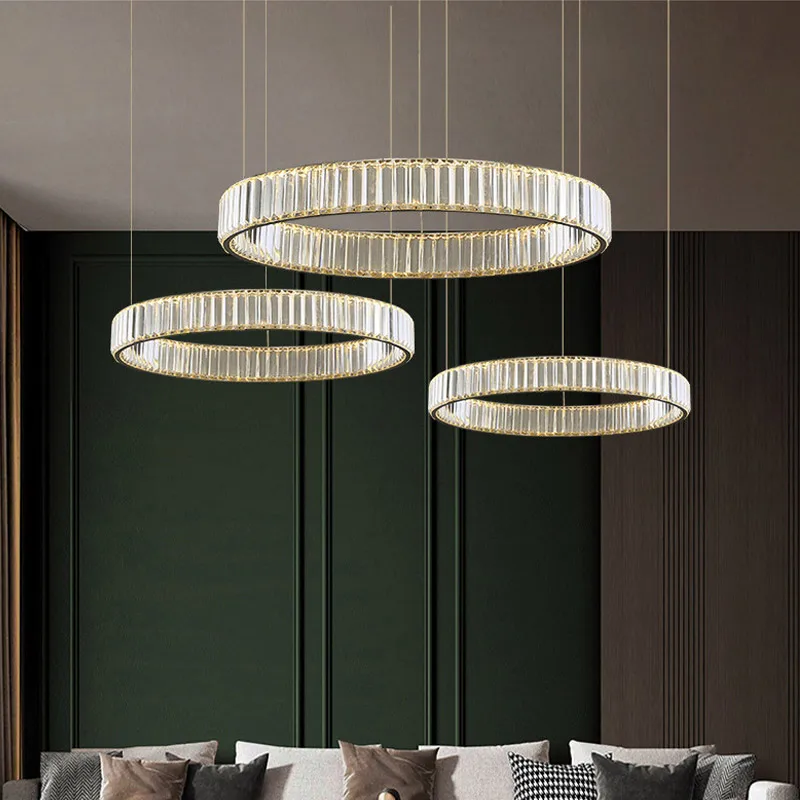 

Chandelier Led Art Pendant Lamp Light Room Decor Modern Crystal Chrome Luxury Living Dining Kitchen Fixtures Indoor