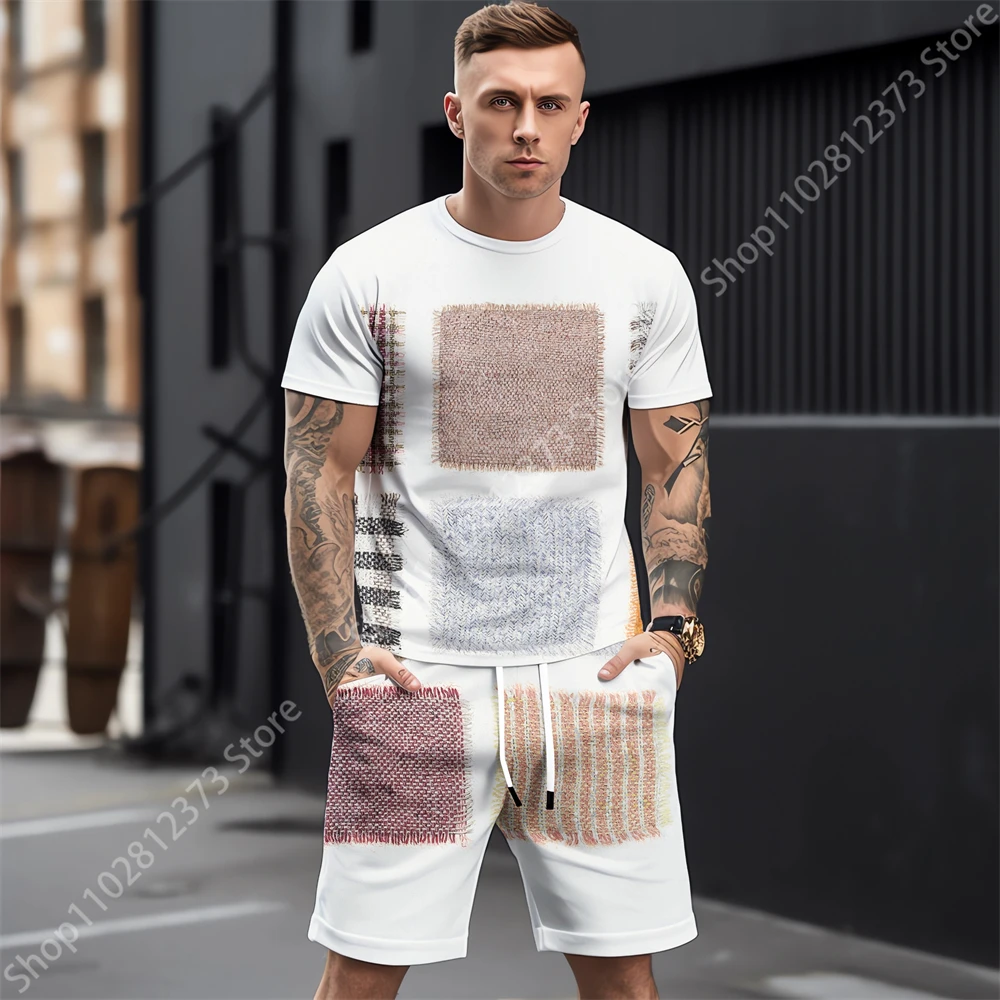2023 Summer Tracksuit Men Casual Street T-shirt+Shorts Two Piece Set Men Fashion 3D Oil Painting Style Printing Clothes For Men