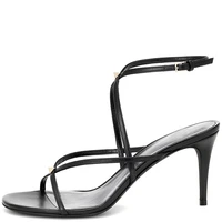 2022 women black high heel summer sandals strappy shoes ladies stilettos open toe ankle strap rivets heels party shoe plus size