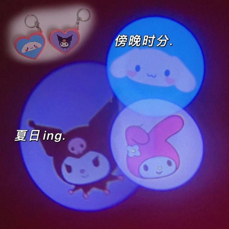 

Проекционная лампа Sanrio, брелок Kuromi Melody, Ночной светильник, мультяшная подвеска, веселая Личная игрушка, подвеска для сумки сестры, подарок д...