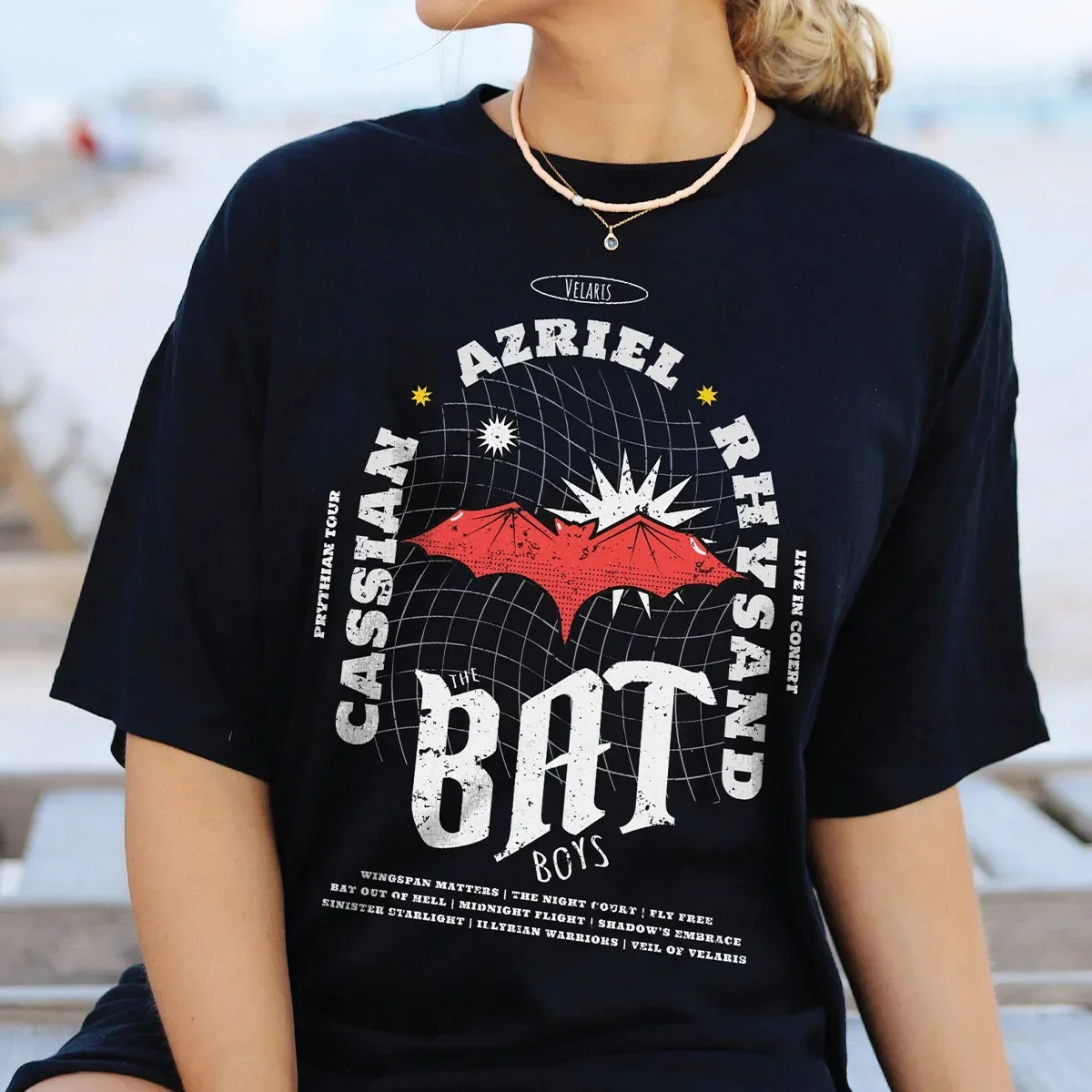 Футболка с группой ACOTAR Bat Boys винтажная рубашка Rhysand Velaris Night Court свободная