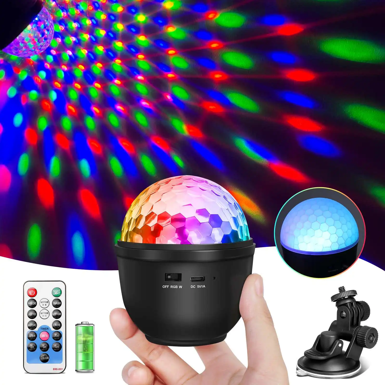 

LED Disco Ball Lights 12 Colors Magic Projector RGB Stage Light Club lamp Effect Mini Wireless USB Sound Activated With Remote