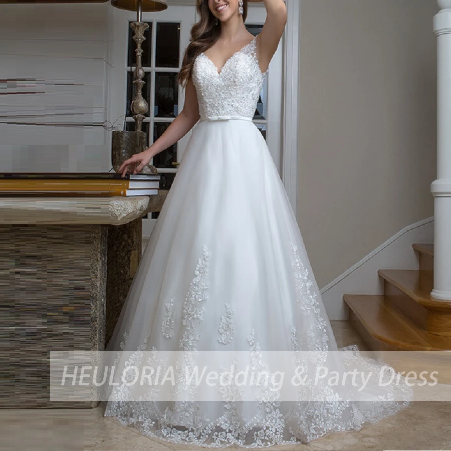 

Женское свадебное платье без рукавов, с V-образным вырезом