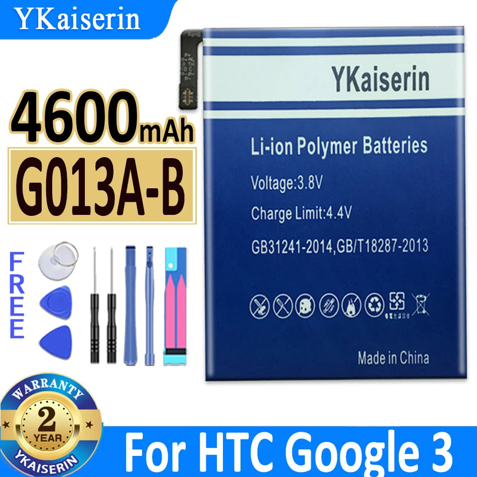 

YKaiserin G013A-B 4600mAh Battery For HTC GOOGLE PIXEL 3 PIXEL3 G013B G013A Bateria + Free Tools