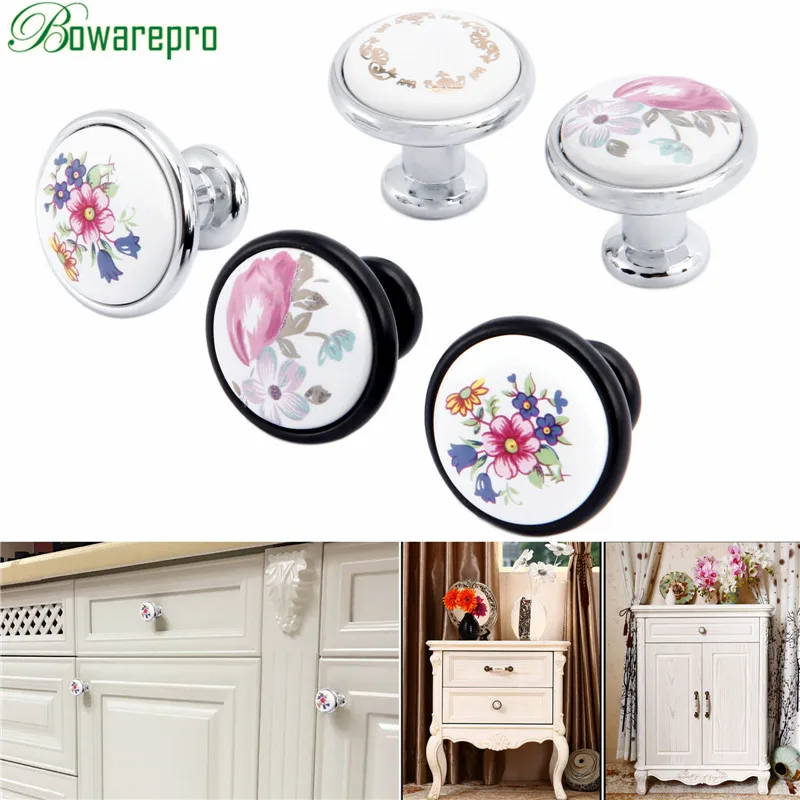 

bowarepro 1Pc Ceramic Single Hole Kitchen Door Knob Furniture Cabinet Drawer Knob Wardrobe Cupboard Pulls Handle Decorative Knob