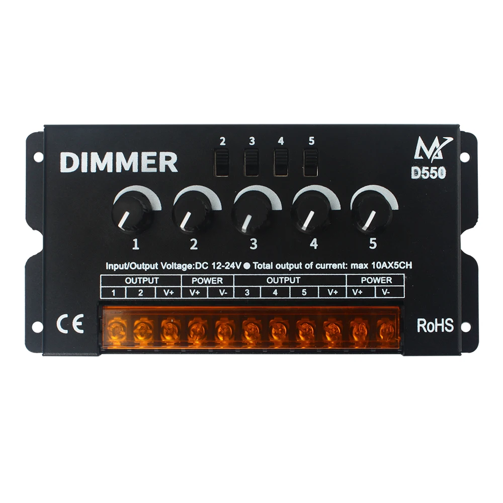 

DC12-24V Led Strip Light Controller RGBWW 10A 5CH Led Strip Dimmer Stepless For led Rigid Bar Panel Cabinet Ligh Knob Switch