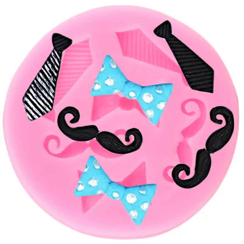 

Man Moustache Tie Bows Silicone Mold DIY Party Cupcake Topper Fondant Cake Decorating Tools Candy Clay Chocolate Gumpaste Moulds