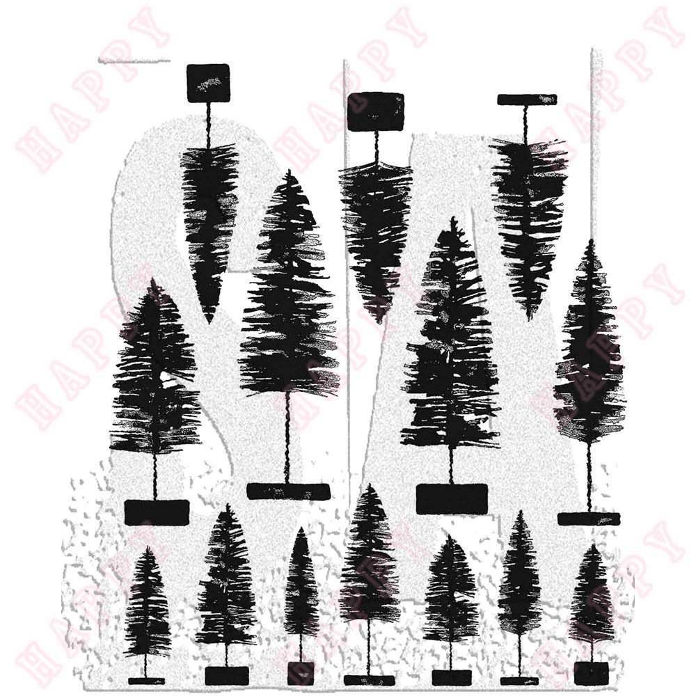 

Metal Cutting Dies Stamps Bottle Brush Trees DIY Scrapbook Envelope Diary Photo Album Paper Cards Decorative Mould New Christmas