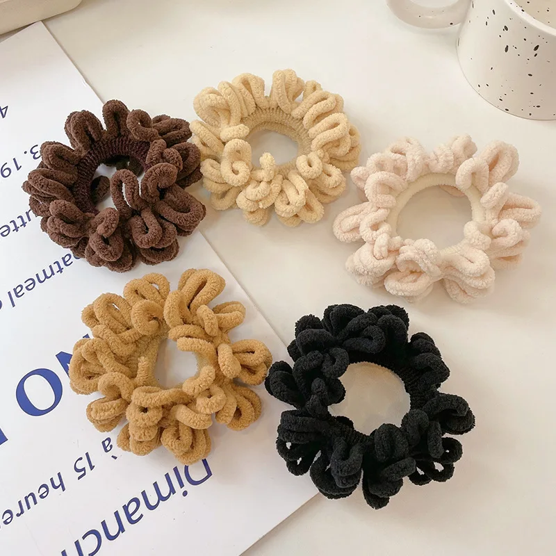 

Women Elegant Solid Flods Plush Soft Elastic Hair Bands Ponytail Hold Hair Tie Scrunchie Rubber Band Fashion Hair Accessories