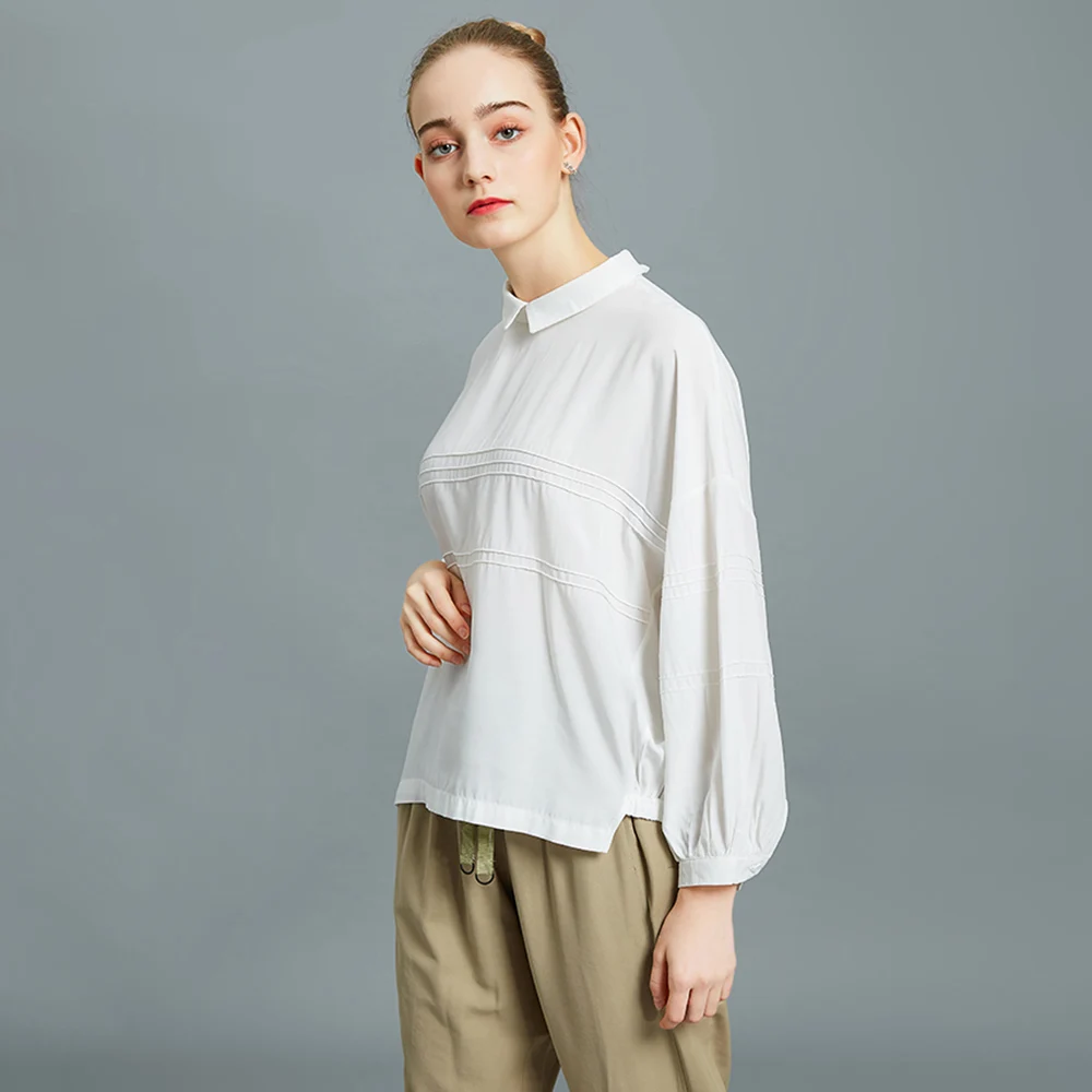 

InBasic2020 new shirt female design long sleeve professional tencel top