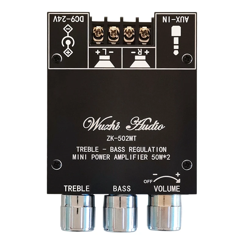 

RISE-MINI Bluetooth Audio Power Amplifier Board Module 50Wx2 High And Low Bass Adjustment 2.0 Stereo Can Be External Antenna