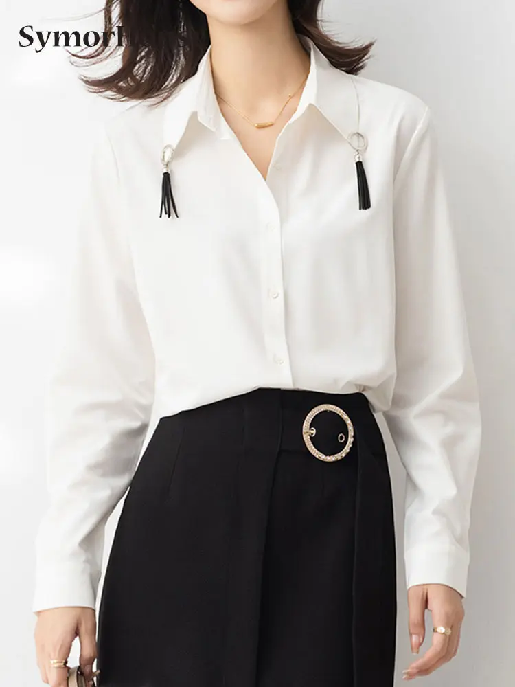 

Spring Summer Autumn Fashion Office OL Chiffon Shirts Women Long Sleeve Simple White Blouses Ladies All-Match Casual Tops