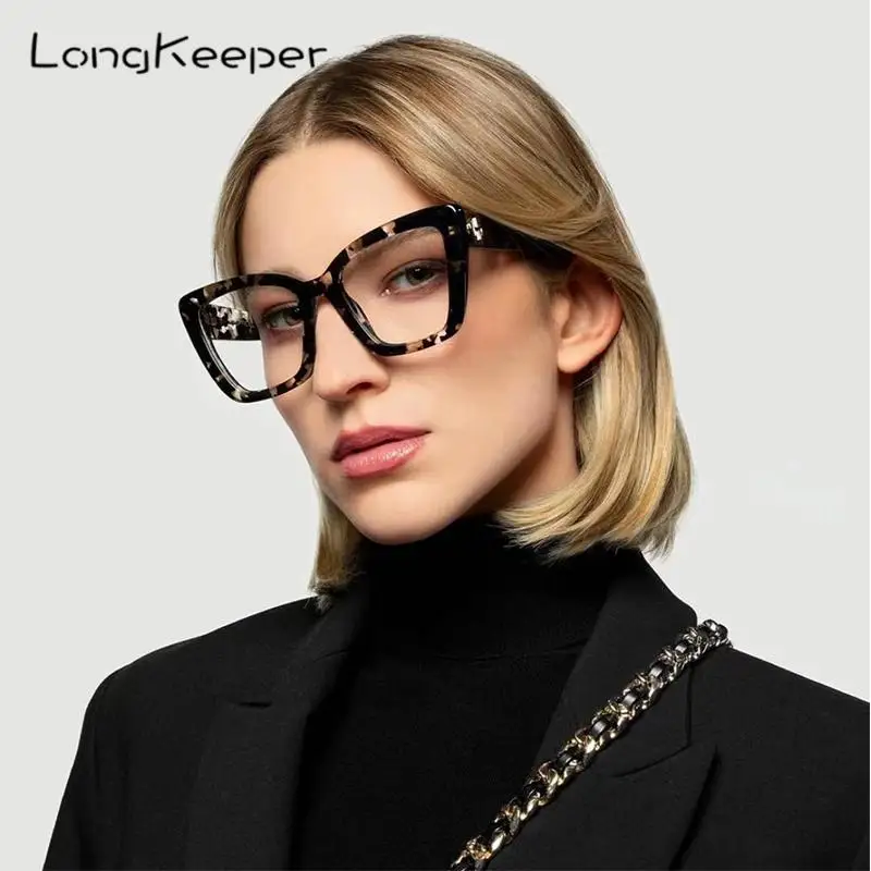 

2022 Trending Blue Light Blocking Glasses Tr90 Cat Eye Optical Spectacle Transparent Computer Glasses Frame Women Longkeeper