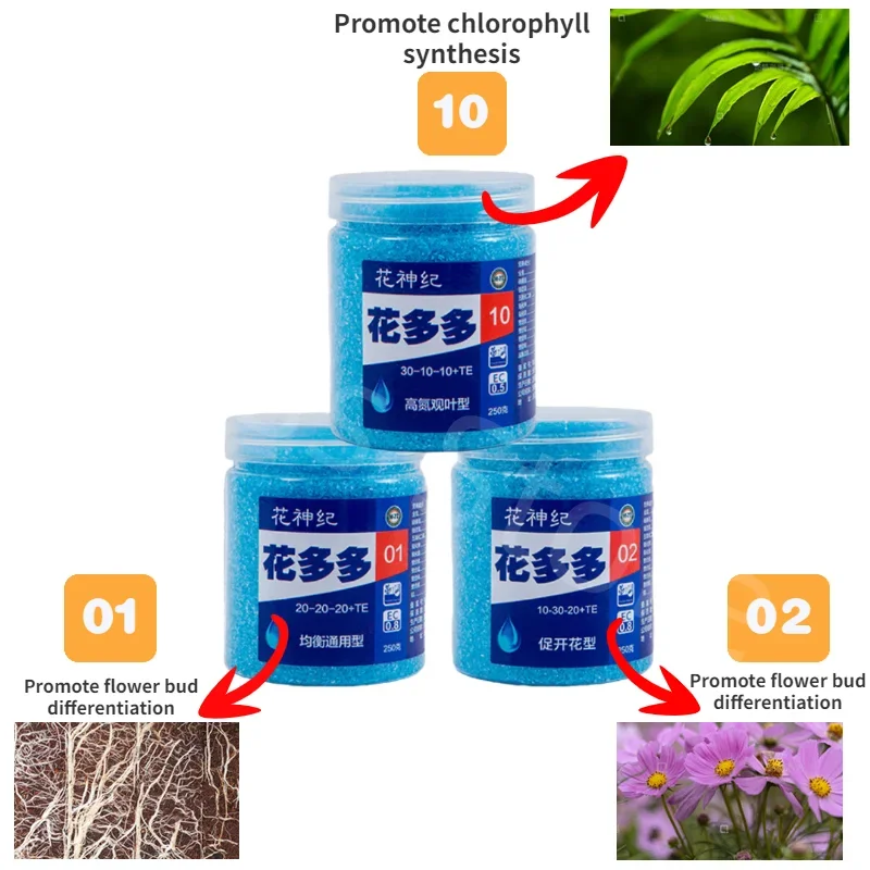 

250g No. 1, No. 2, No. 10 Universal Flower Fertilizer Orchid Rose Pot Flower Promoting Water Soluble Compound Fertilizer
