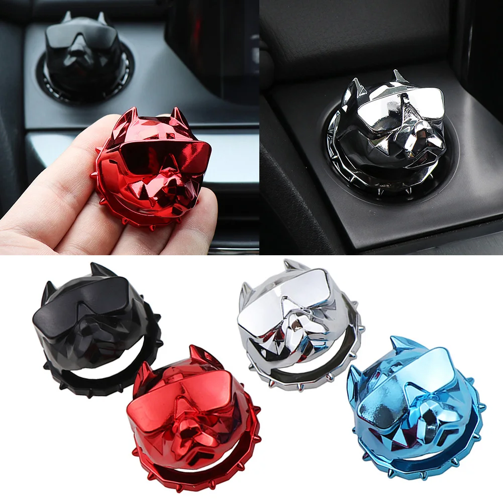

Personality Bully Dog Car Interior Engine Ignition Start Stop Button Protective Cover Decoration Sticker Car Interior Accessorie