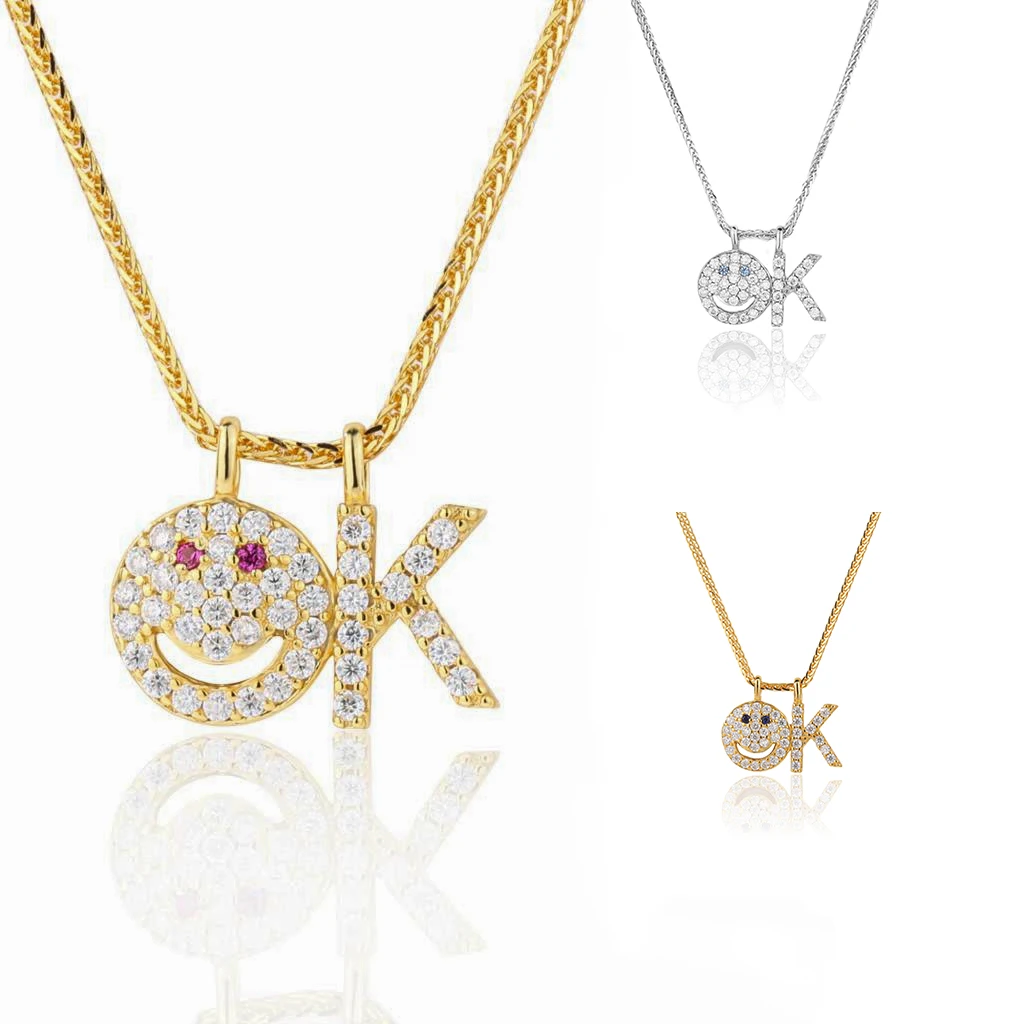 

FOUNER BAND Hot Sale 2023 925 Sterling Silver Necklace Smiley Face Pendant Necklace For Women
