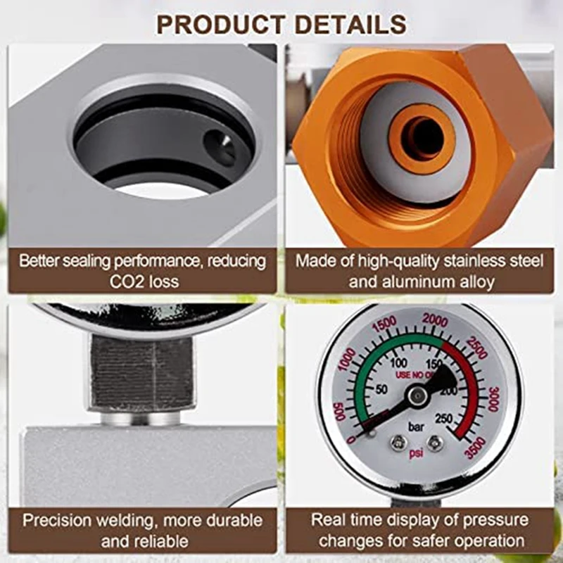 Адаптер для заправки CO2 адаптер газировки Terra Co2 с манометром 3500 фунтов на