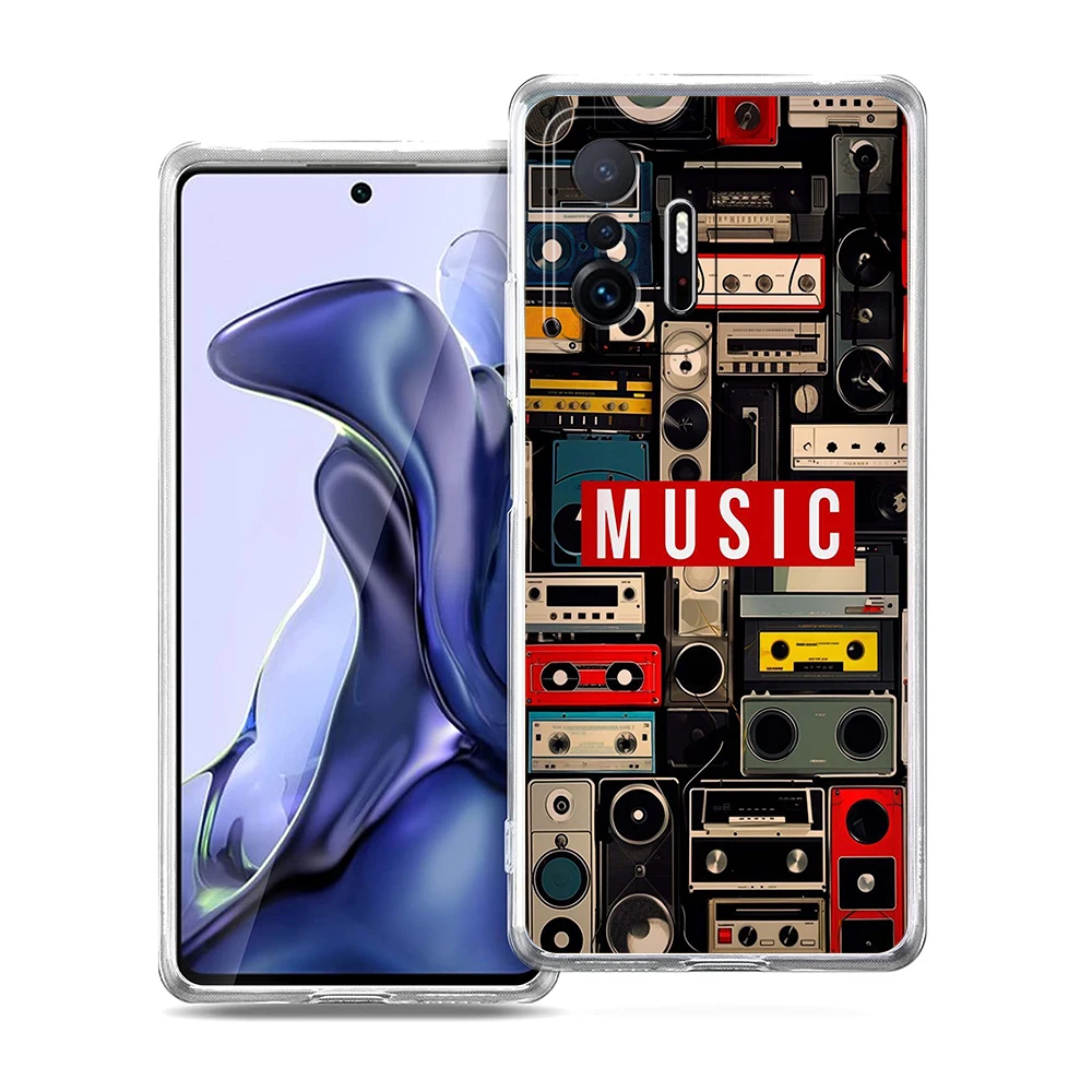 Фото Прозрачный чехол для телефона Xiaomi Mi 14 13 12 11 Ultra 13T 12T 11T Poco X3 NFC F3 F6 Pro 5G Мягкий ТПУ Ретро Радио Графический узор №3