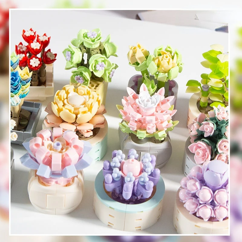 

Blind Box Building Blocks Granular Fleshy Potted Cherry Tree Educational Toys for Kids Xmas Gifts MOC Constructor Board Games