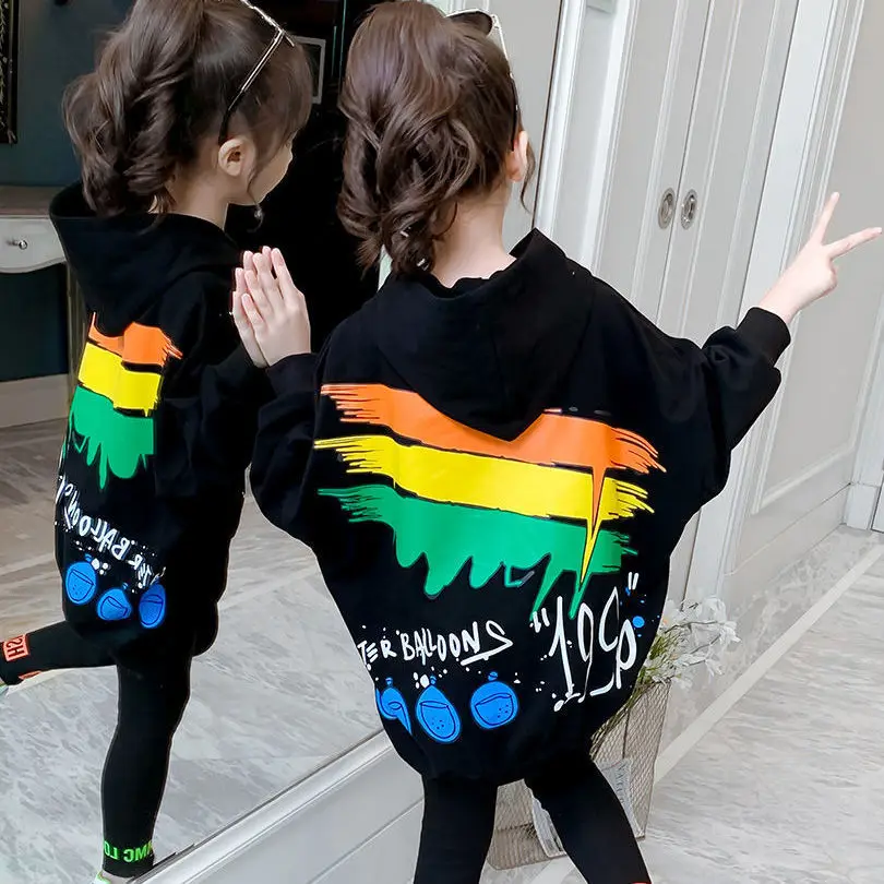 

Cute Oversized Cartoon Spring Autumn Sweatshirt Girls Kpop Hip Hop Streetwear Kids Baby Hoodie Children Loose Harajuku Outfits