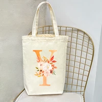 2022 new flower 26 letter casual shopping bag shoulder canvas bags with zipper large capacity wild messenger handbag tote bag