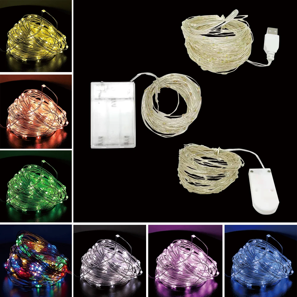

2M/5M/10M/20M Copper wire fairy light string, used for Christmas, Valentine's Day, wedding party and home decoration.