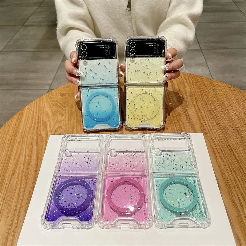 Блестящий противоударный мягкий силиконовый чехол для Samsung Z Flip 3 4 5 6