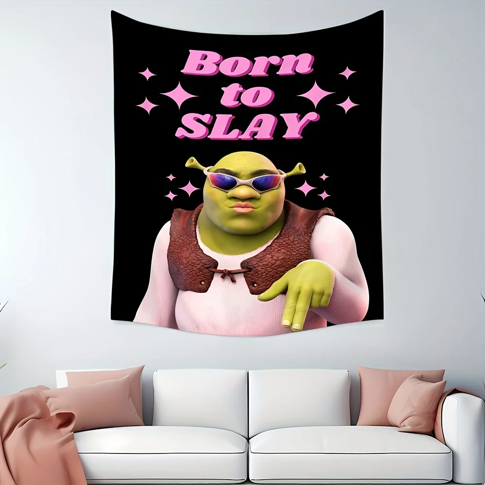 Гобелен Born to Slay Shrek — идеально подходит для смелых, уникальных и острым домашним декором с забавным, необычным очарованием и вкусом поп-культуры (art.: 3920cd493cef2) - 3920cd493cef2