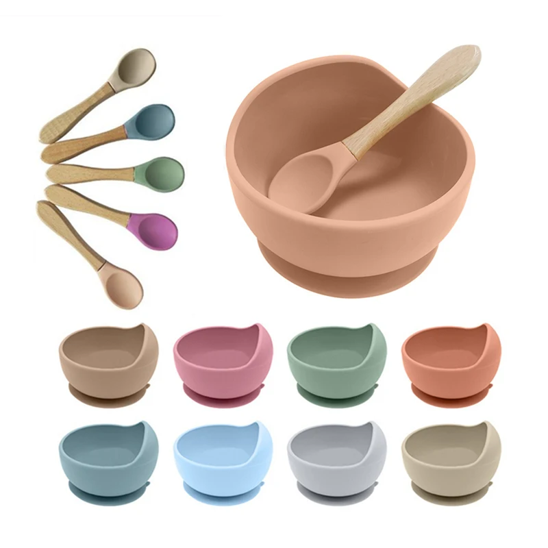 Baby Silicone Feeding Bowl With Suction Waterproof Non-Slip Crockery BPA Free Tableware Food Grade Baby Dishes Bowl