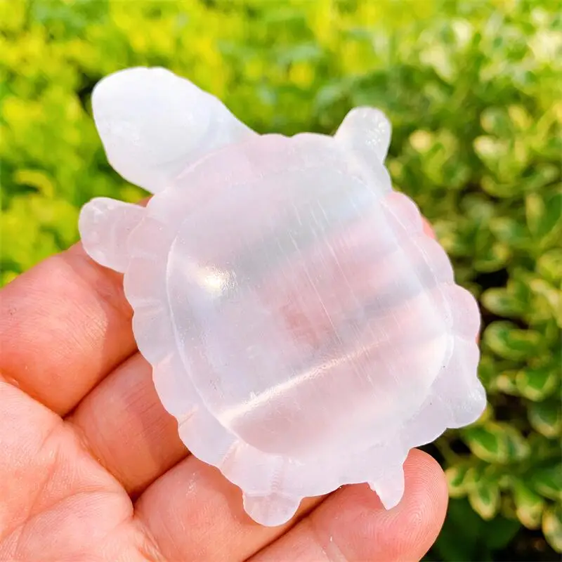 

8CM Natural Selenite Tortoise Bowl Crystal Specimen Crystal Animal Crafts Lucky Feng Shui Collection Home Decor Gift 1pcs