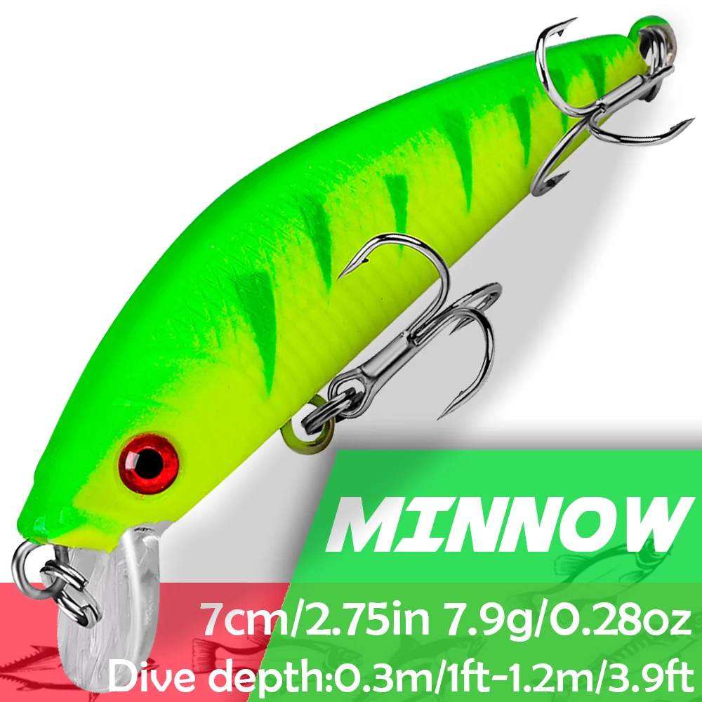 

Floating Minnow Fishing Lures 7cm/2.75in 7.9g/0.28oz Wobbler Hard Baits ABS Artificial Lure for Freshwater Saltwater Fishing