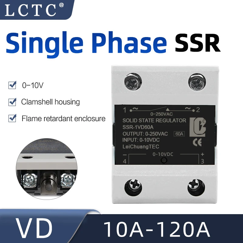

Single Phase Angle Control Solid State Relay 0-10v,SSR-1VD10A 25A 40A 50A 60A 80A 90A 100A 120A SCR Voltage Regulator