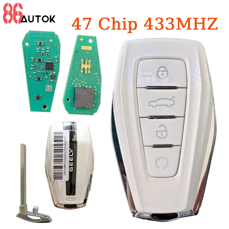 Бесключевой автомобильный дистанционный ключ 433 МГц 4A/47 чип для Geely Coolray Monjaro Okavango Azkarra Atlas KX11 Emgrand X7 X3 S1 Auto Smart Key
