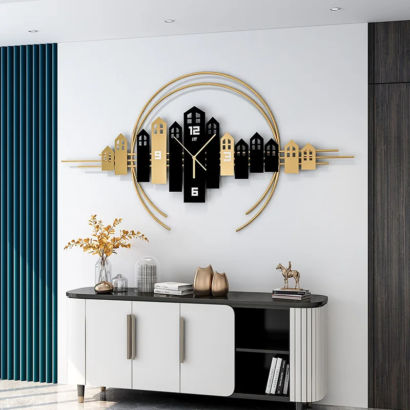 

Домашние модные настенные часы для гостиной, Современные Простые настенные часы, креативные часы, светлые роскошные декоративные часы на с...