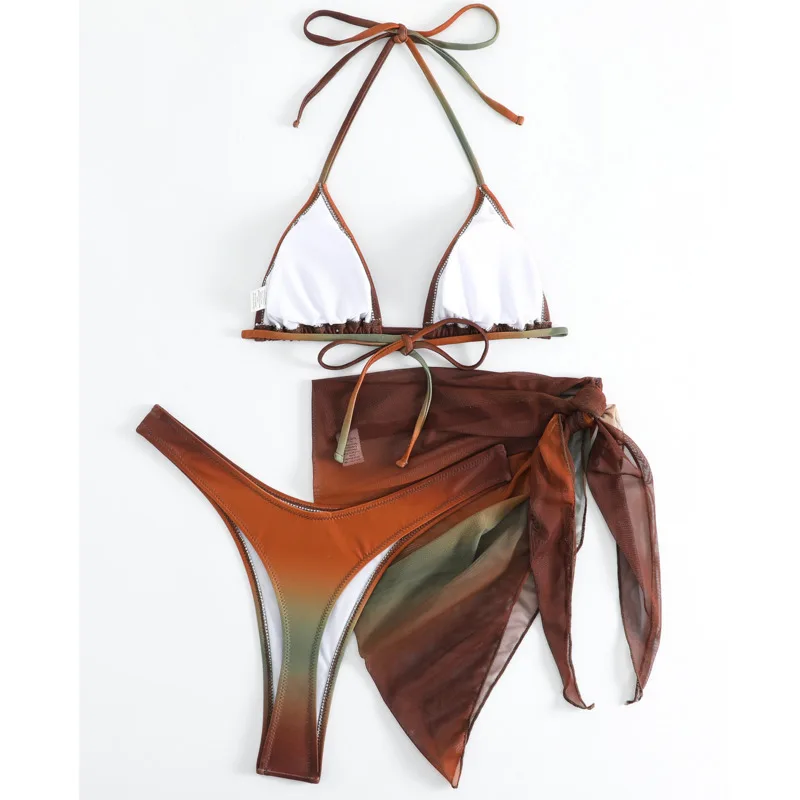 Сексуальные бикини с градиентом женские купальники женский купальник из трех