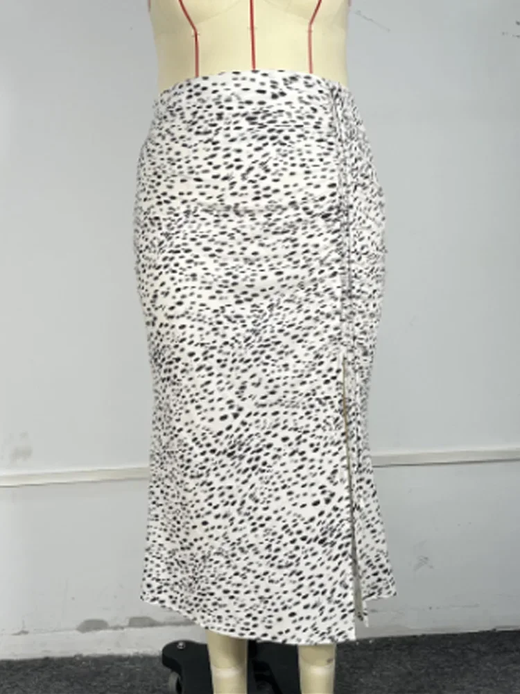 GIBSIE плюс размер облегающая юбка с леопардовым принтом и рюшами для женщин