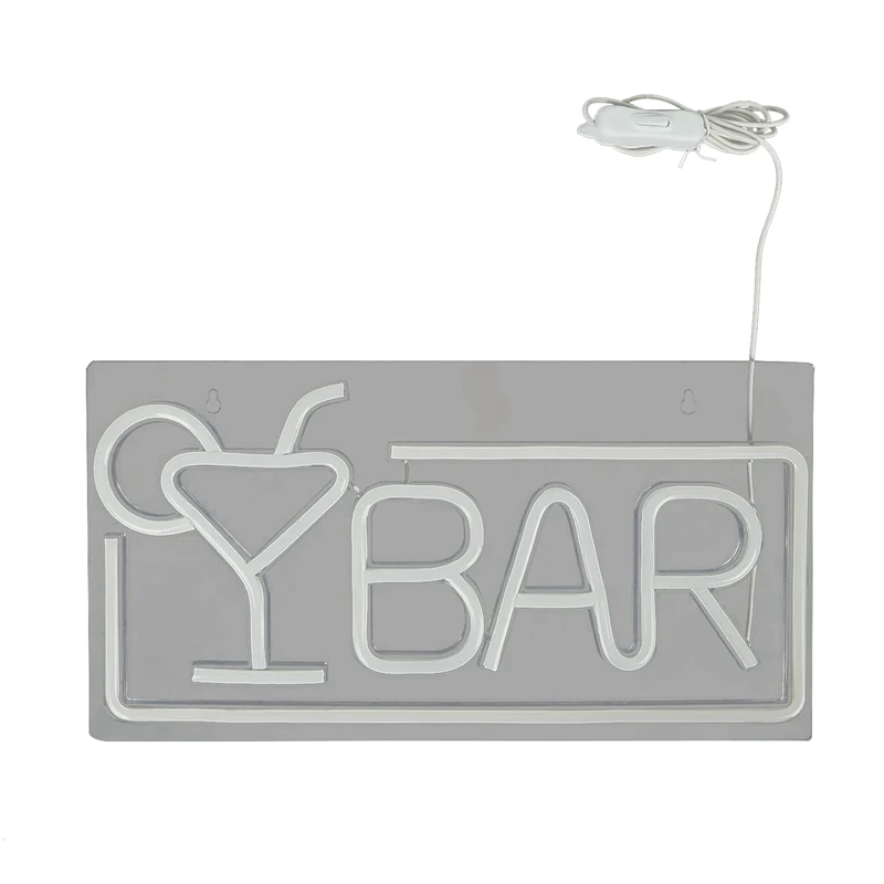 Neon Bar Signs, USB Powered Bar Neon Signs For Wall Decor, Bright LED Bar Sign With Metal Chain For Home Bar, Club