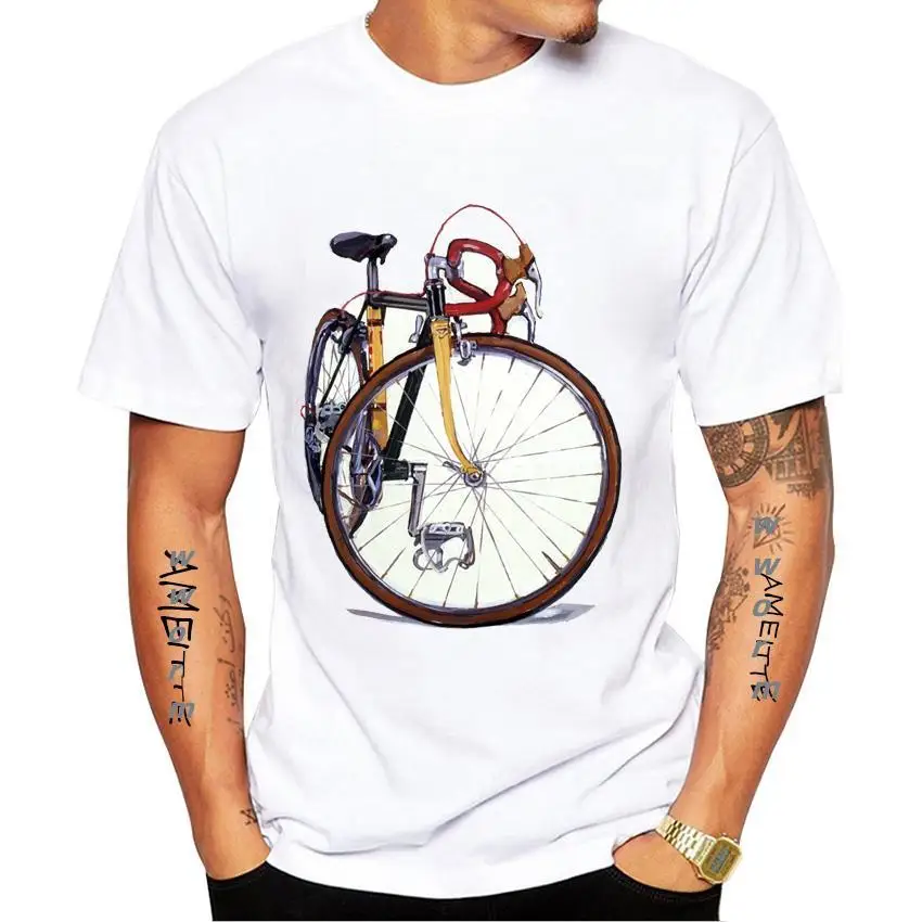

Kaus Lukisan Pengendara Sepeda Fixed Gear Musim Panas Baru Atasan Vintage Anak Laki-laki Kasual Putih untuk Pencinta t shirt