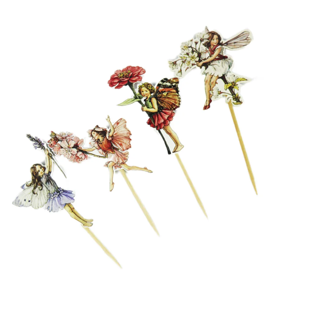 

Fairy Decorations Cake Party Cupcake Toppers Supplies Topper Birthday Picks Decoration Knot Flower Teapot Girls Bow Fairies