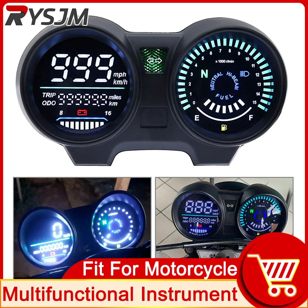 

HD Digital Tachometer Rpm Meter Motorcycle Hour Meter Speedometer ODO TRIP Voltmeter Fuel Level Gauge Multifunctional Instrument